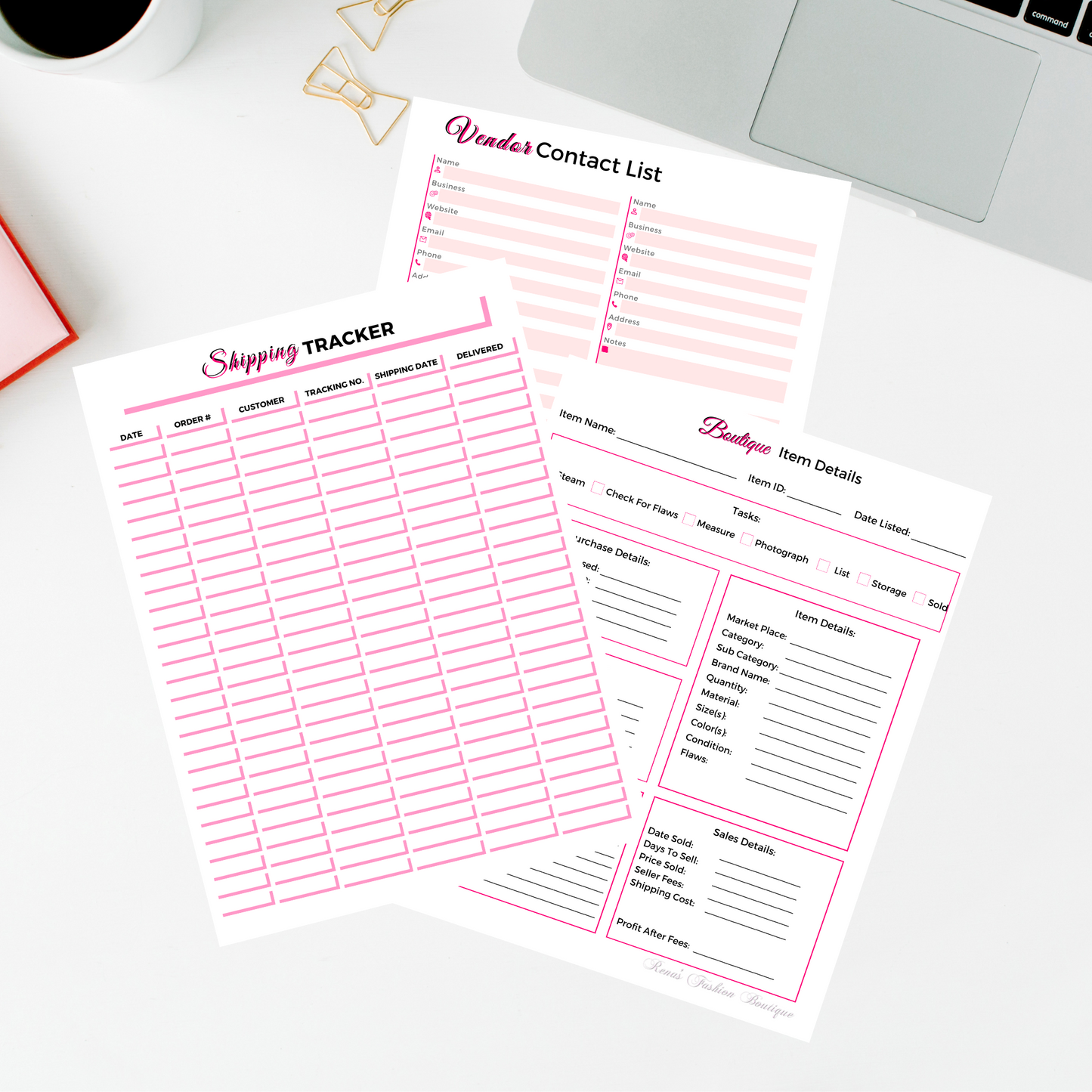3 Boutique Business Worksheet Bundle